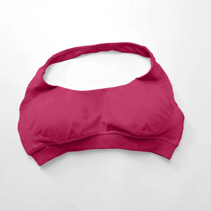 NCLAGEN Impact Women's Seamless Halter Sports Bra – High-Support Push-Up, Open-Back, Gym & Yoga Workout Wear