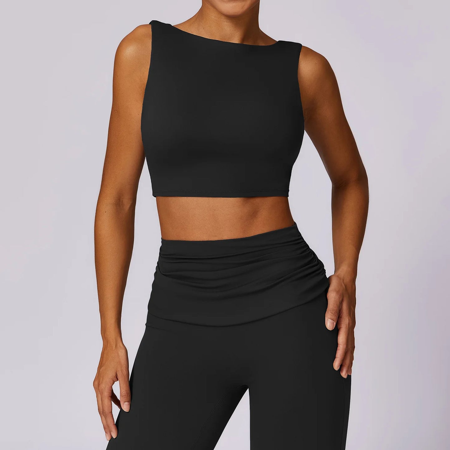 Elevate Your Workout with Our High Support Open Back Yoga Sports Bra - Breathable Slim Fit Fitness Tank Top with Removable Pads for Women