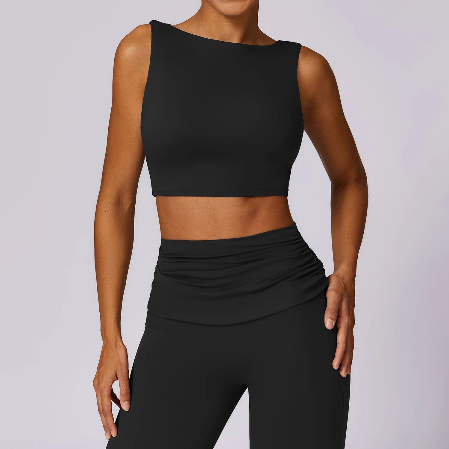 Elevate Your Workout with Our High Support Open Back Yoga Sports Bra - Breathable Slim Fit Fitness Tank Top with Removable Pads for Women