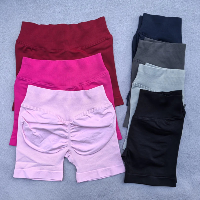 Women's Gym Biker Shorts – 4.5-Inch Inseam, Low Ribbed Band, Scrunch Butt, Seamless Yoga/Workout Short