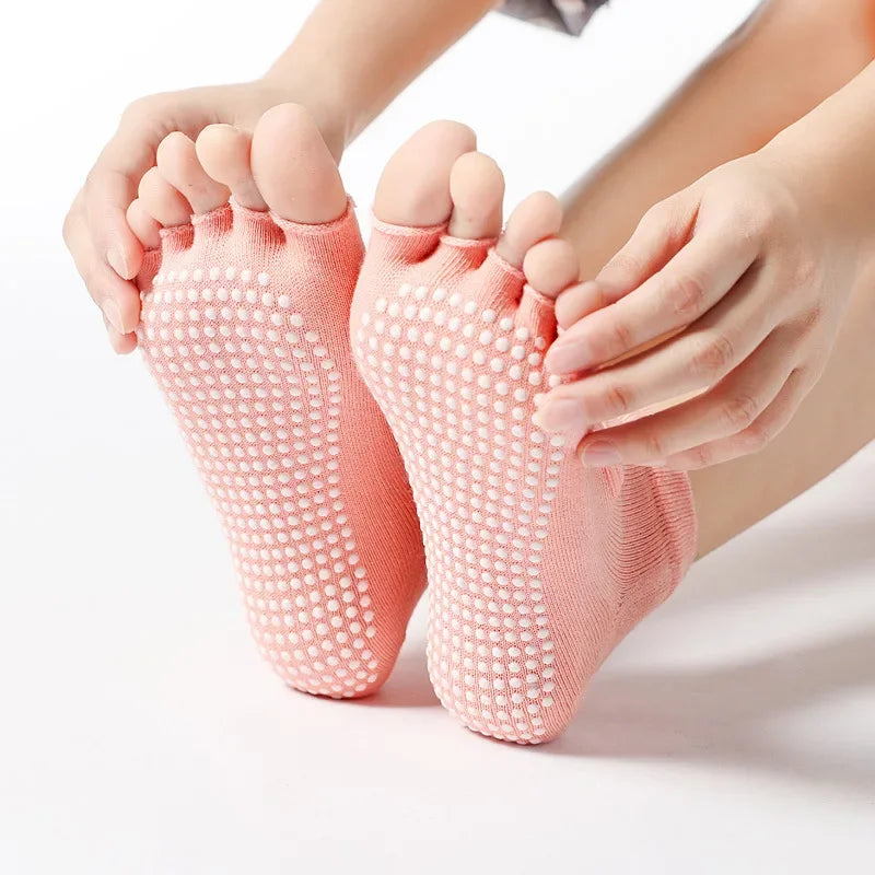 Elevate Your Practice with Women's Breathable Cotton Yoga Backless Five Toe Socks - Perfect for Pilates, Gym Fitness, and Dance!