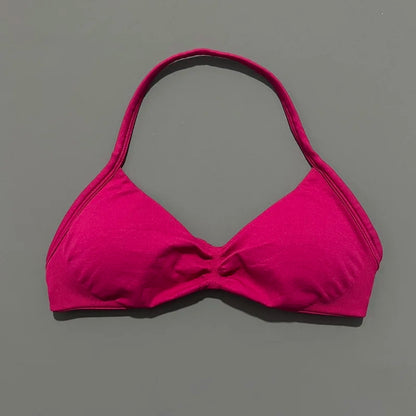 HISTELLO Impacts Strappy Bra Gym Top Women High Support Thin Strap Halter Sports Seamless Bra Scrunch Push-up Workout Yoga Tanks