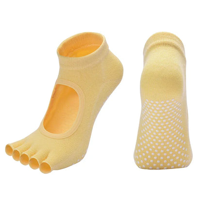 Elevate Your Practice with Women's Breathable Cotton Yoga Backless Five Toe Socks - Perfect for Pilates, Gym Fitness, and Dance!