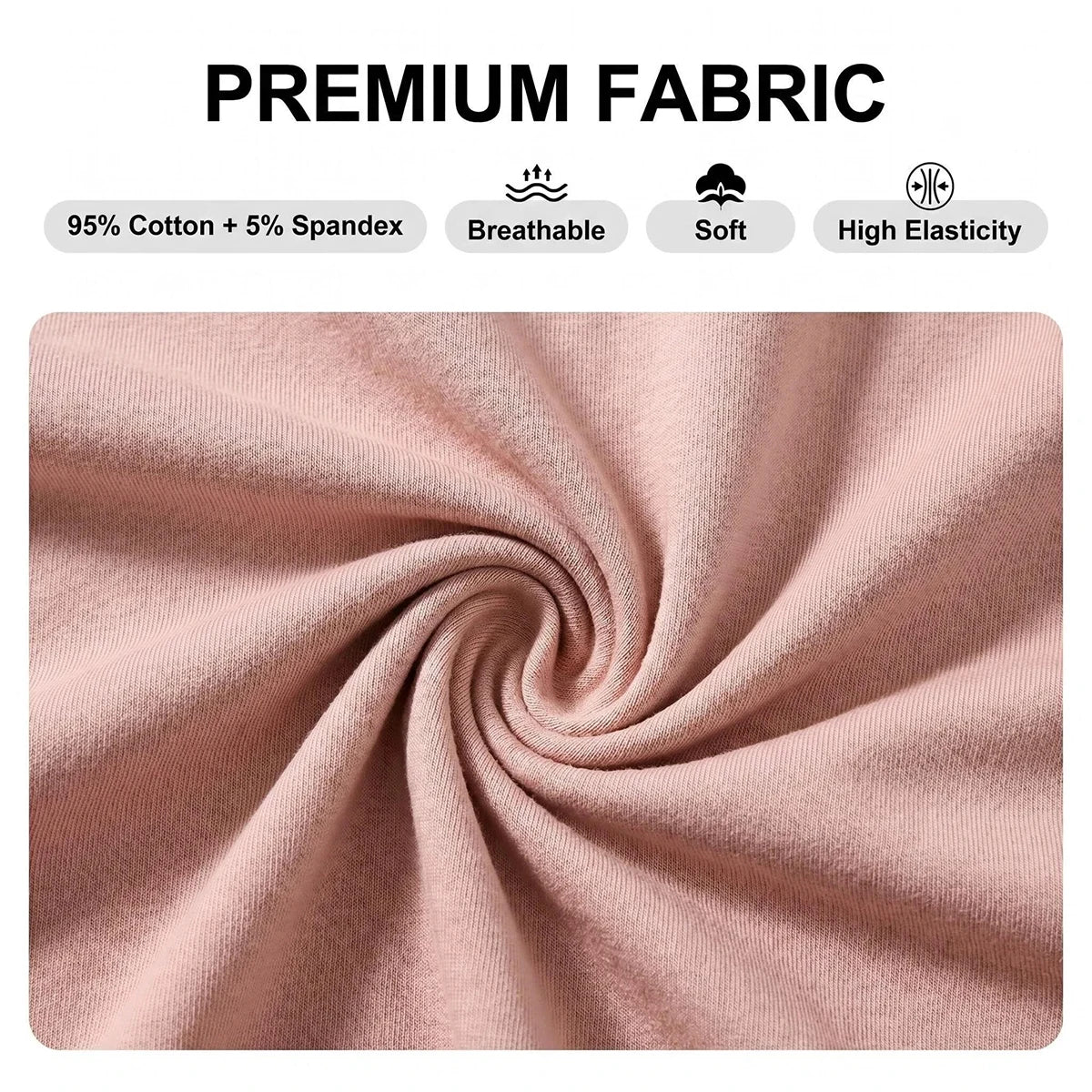 Soft light pink fabric swatch showcasing the breathable and stretchy qualities of the Hearuisavy Summer Women's Long Sleeve Yoga Shirt.
