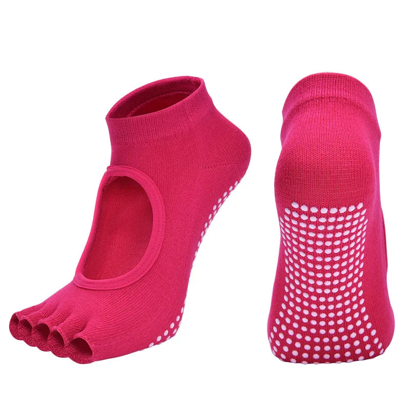 Elevate Your Practice with Women's Breathable Cotton Yoga Backless Five Toe Socks - Perfect for Pilates, Gym Fitness, and Dance!