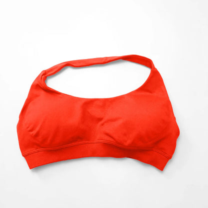 NCLAGEN Impact Women's Seamless Halter Sports Bra – High-Support Push-Up, Open-Back, Gym & Yoga Workout Wear