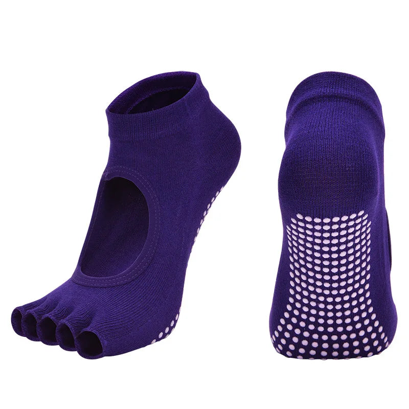 Elevate Your Practice with Women's Breathable Cotton Yoga Backless Five Toe Socks - Perfect for Pilates, Gym Fitness, and Dance!