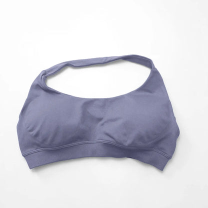 NCLAGEN Impact Women's Seamless Halter Sports Bra – High-Support Push-Up, Open-Back, Gym & Yoga Workout Wear