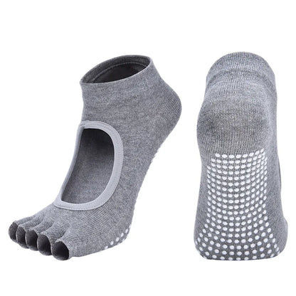 Elevate Your Practice with Women's Breathable Cotton Yoga Backless Five Toe Socks - Perfect for Pilates, Gym Fitness, and Dance!