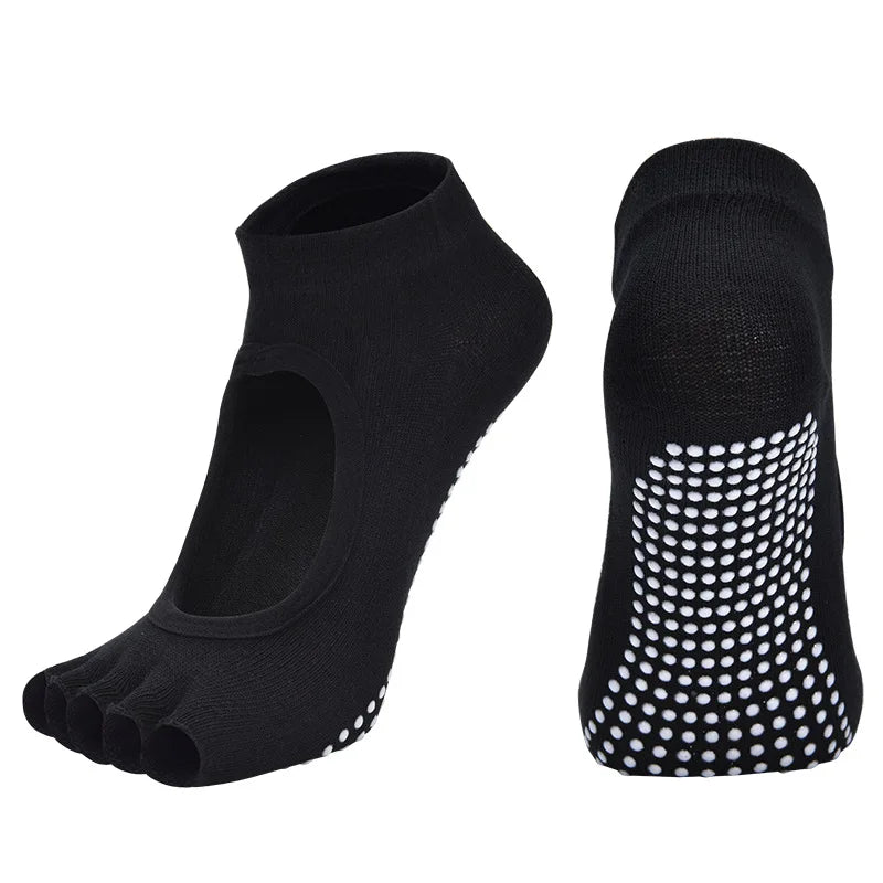 Elevate Your Practice with Women's Breathable Cotton Yoga Backless Five Toe Socks - Perfect for Pilates, Gym Fitness, and Dance!