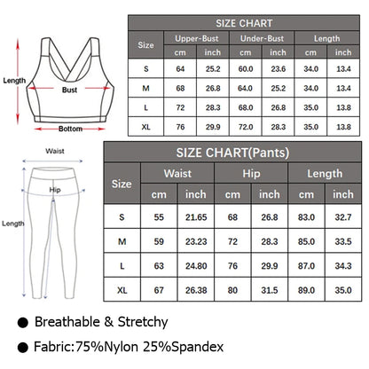 Women Two Pieces Fitness Yoga Set Stretch Soft Running Gym Suit Breathable Quick Dry Sportswear Female Strwetchy Workout Clothes