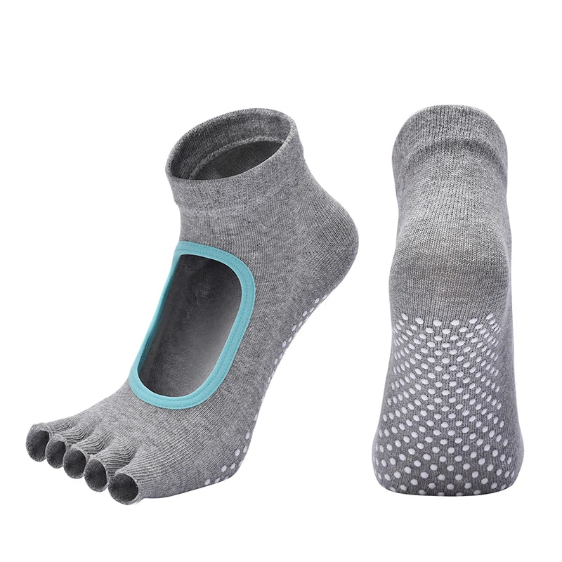Elevate Your Practice with Women's Breathable Cotton Yoga Backless Five Toe Socks - Perfect for Pilates, Gym Fitness, and Dance!
