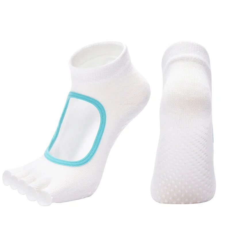 Elevate Your Practice with Women's Breathable Cotton Yoga Backless Five Toe Socks - Perfect for Pilates, Gym Fitness, and Dance!