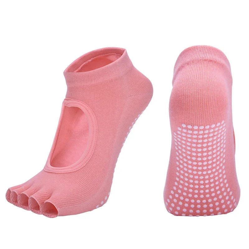 Elevate Your Practice with Women's Breathable Cotton Yoga Backless Five Toe Socks - Perfect for Pilates, Gym Fitness, and Dance!