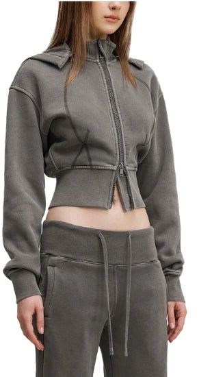 Vintage Washed Cropped Fleece Hoodie
