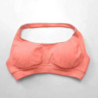 NCLAGEN Impact Women's Seamless Halter Sports Bra – High-Support Push-Up, Open-Back, Gym & Yoga Workout Wear