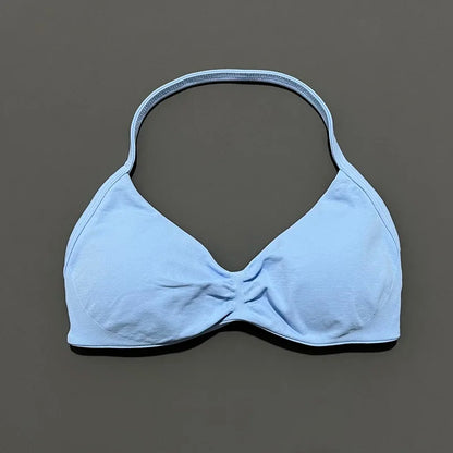 HISTELLO Impacts Strappy Bra Gym Top Women High Support Thin Strap Halter Sports Seamless Bra Scrunch Push-up Workout Yoga Tanks
