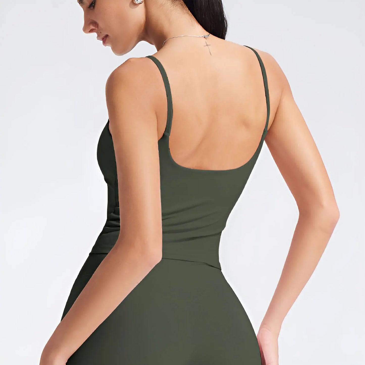 GYM Tank Top with Built in Bra Women'S Yoga Clothing Running Square Neck Fitness Vest Beaut...