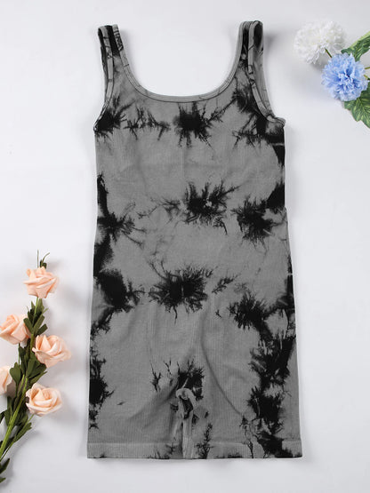1PCS Backless Yoga Suit U Neck Sleeveless Sports Jumpsuit Solid Colour Threaded Stretch Women Bodysu...