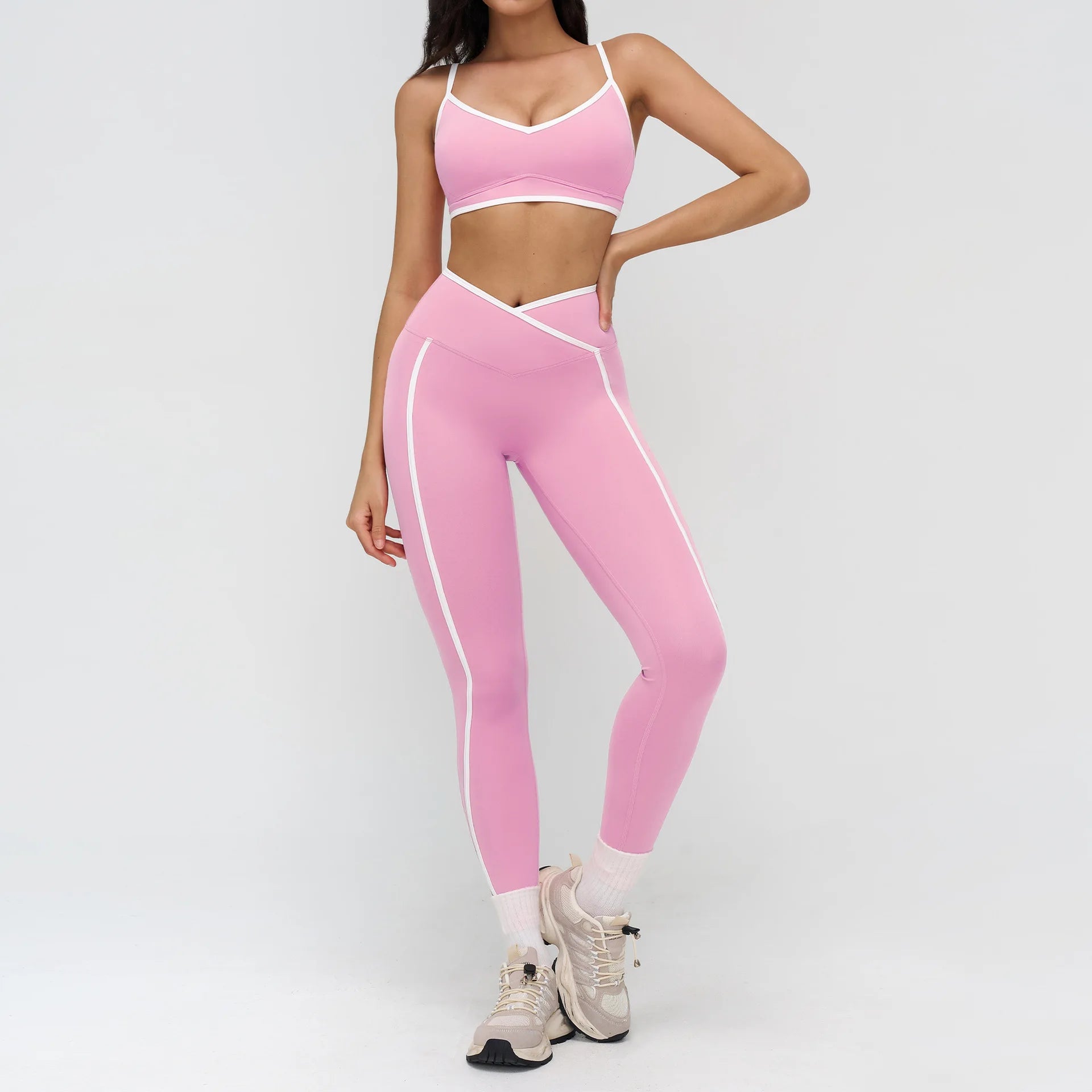 Elevate Your Workout with Our 2PCS Women's Yoga Fitness Tracksuit Set - Stylish Sports Bra & High Waist Leggings for Ultimate Comfort