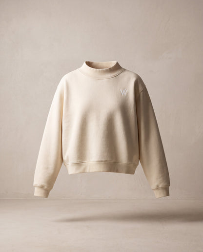 Fleece Mock-Neck Crew Sweatshirt
