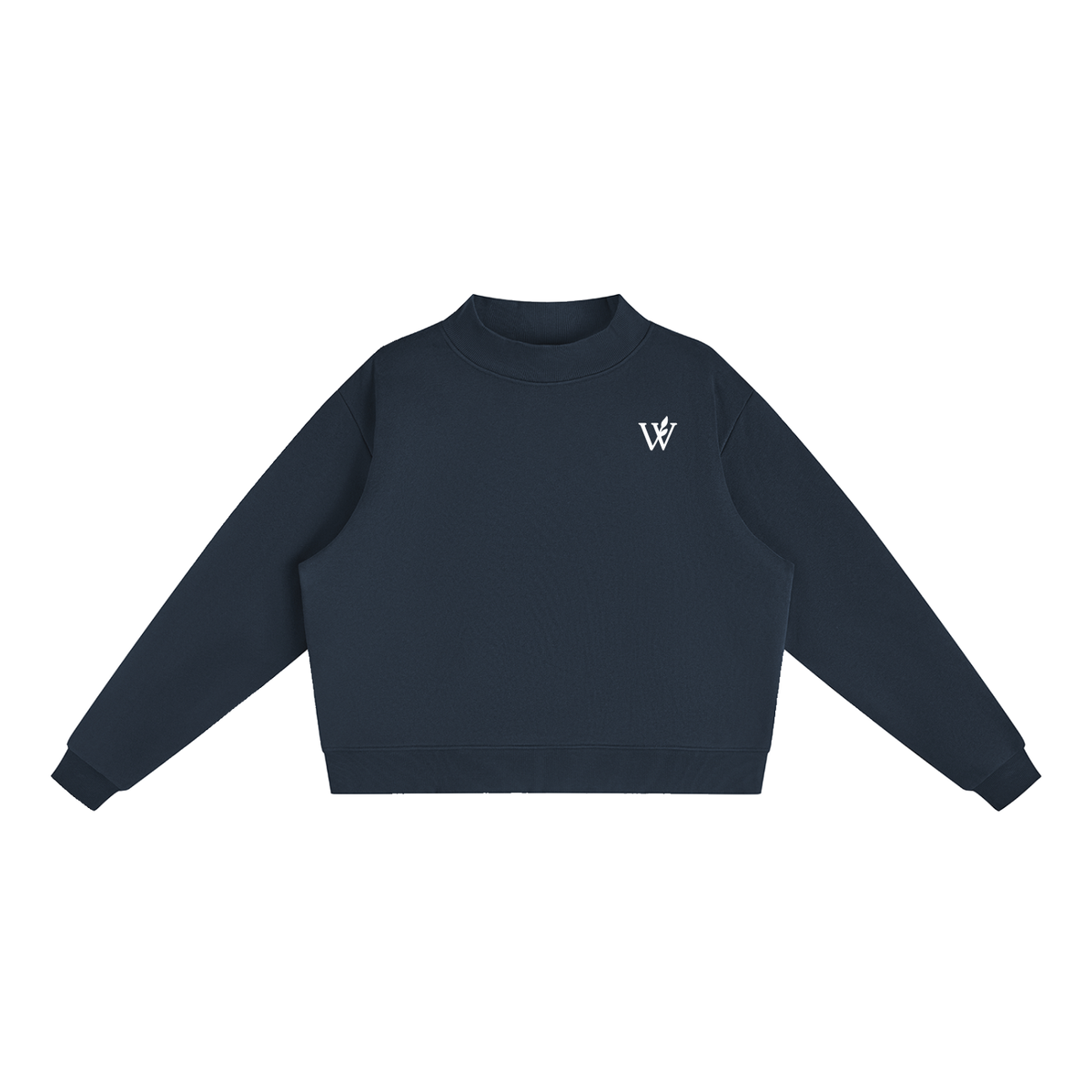 Essential Fleece Mock-Neck Crew Sweatshirt