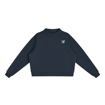Essential Fleece Mock-Neck Crew Sweatshirt