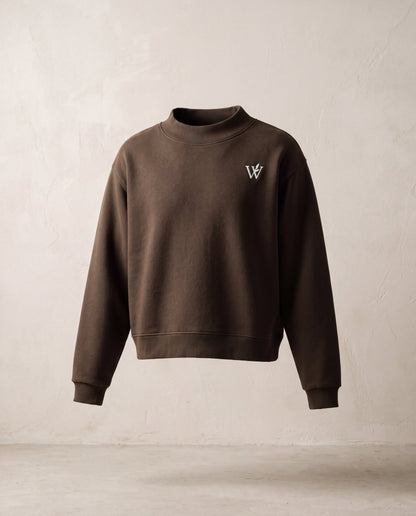 Fleece Mock-Neck Crew Sweatshirt