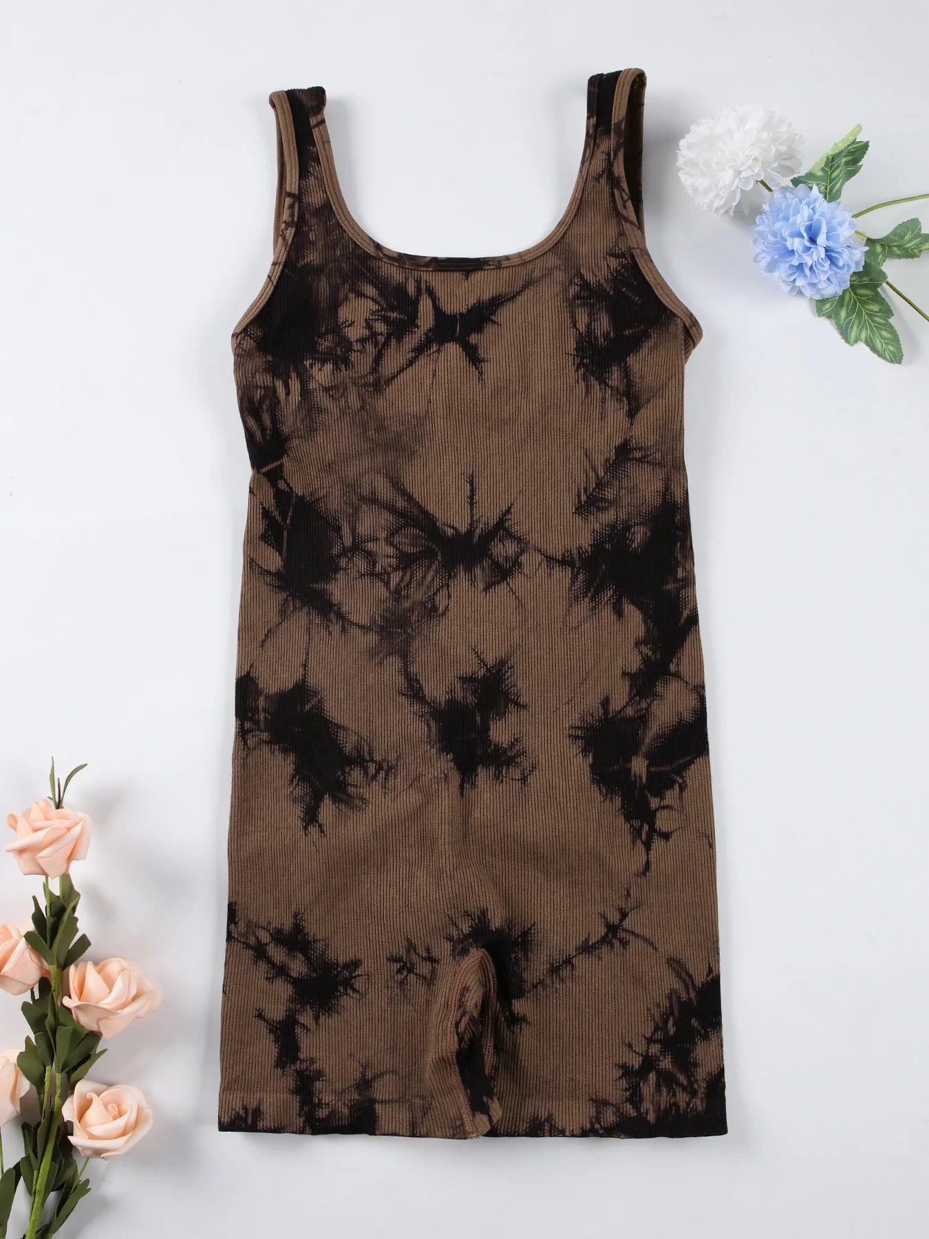 1PCS Backless Yoga Suit U Neck Sleeveless Sports Jumpsuit Solid Colour Threaded Stretch Women Bodysu...