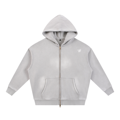 Sunfade Two-way Zipper Boxy Fleece Hoodie