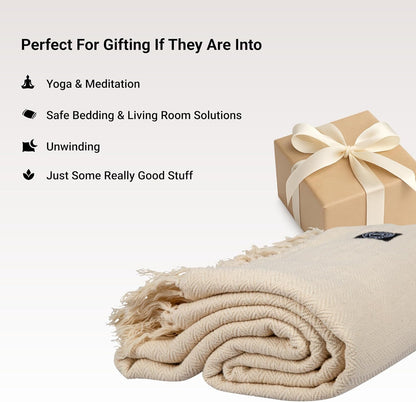 Tharie Handwoven Gots-Certified Organic Cotton Blanket, Lightweight & Breathable, 142 X 200 Cm