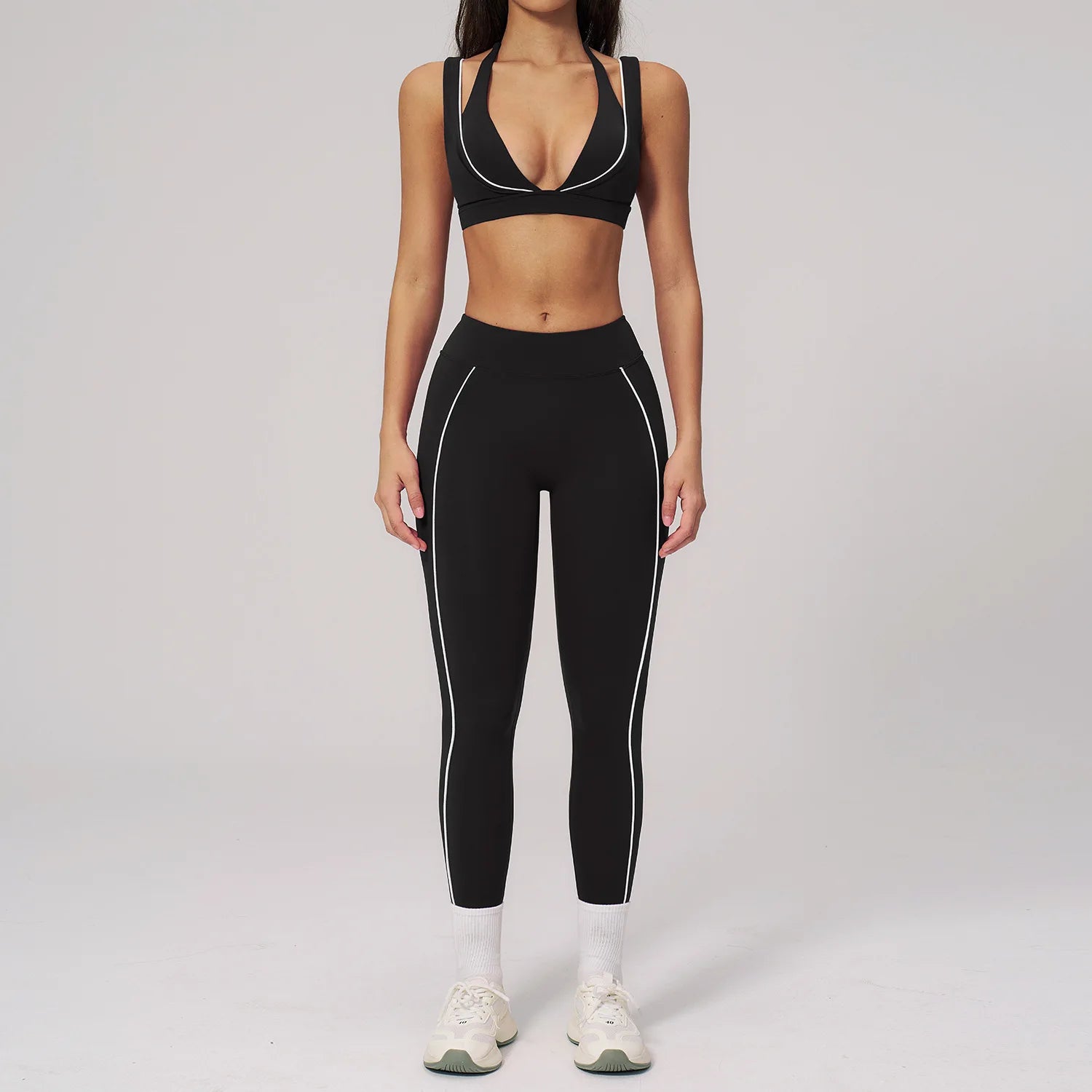 Elevate Your Workout with Our 2PCS Women's Yoga Suit: Shockproof Sports Bra & Cycling Shorts for Ultimate Comfort and Style