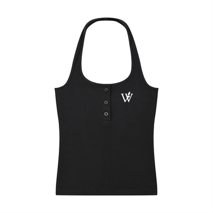 Women's Ribbed Henley Tank Top