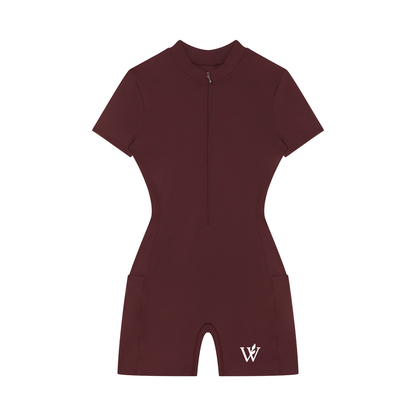 Women's Quarter-Zip Short Sleeve Romper