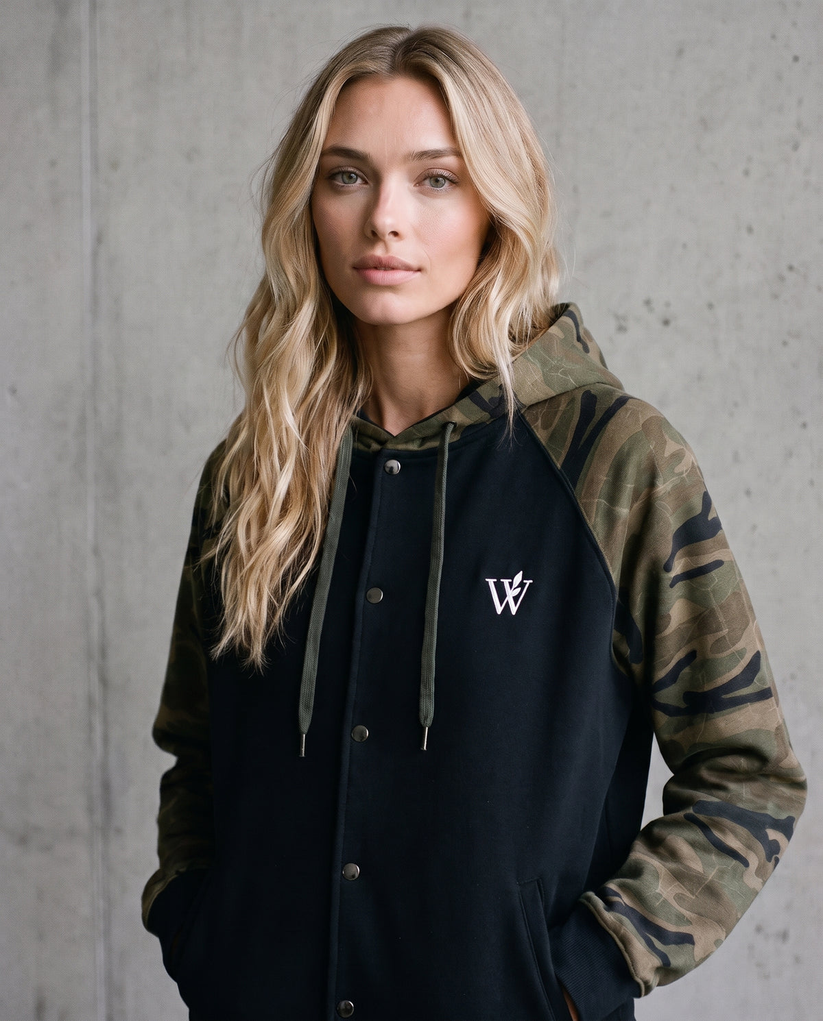 Unisex Camo-Splice Raglan Hoodie