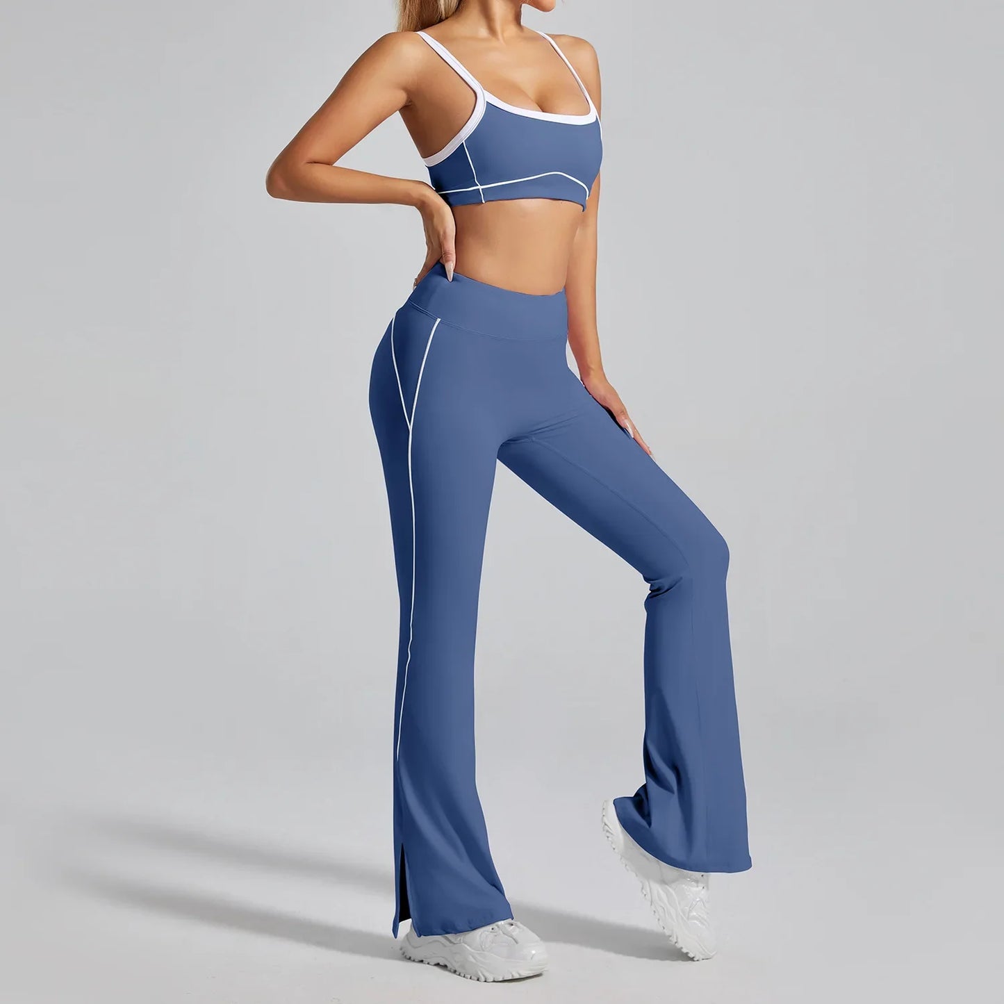 Women'S Naked Feel Seamless Yoga Set 2-Piece Backless Sports Bra & Leggings High Stretch Quick Dry G...