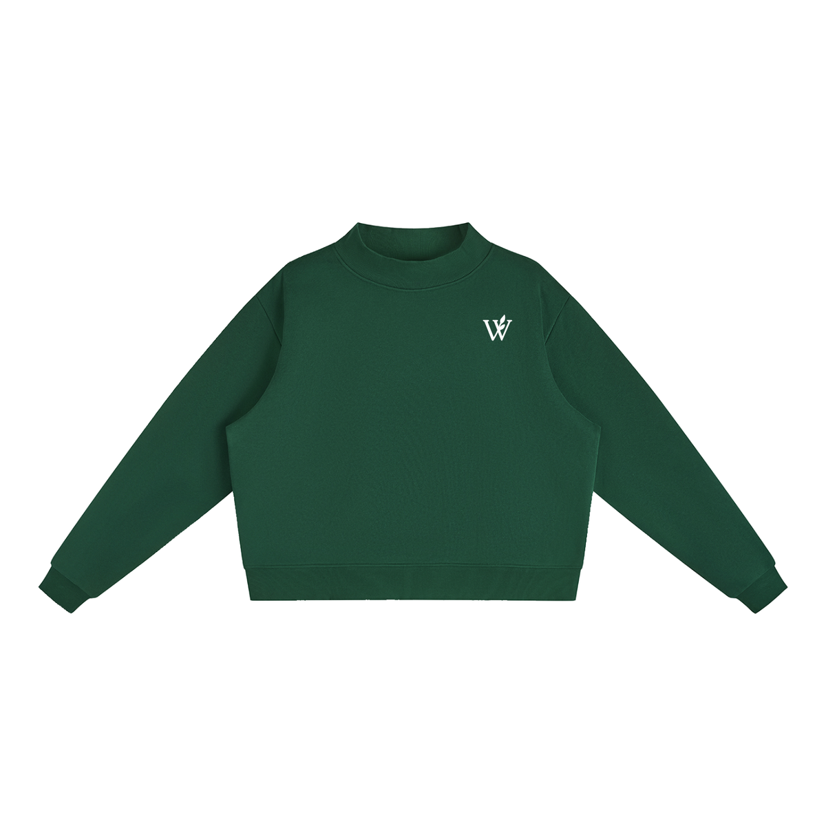 Essential Fleece Mock-Neck Crew Sweatshirt