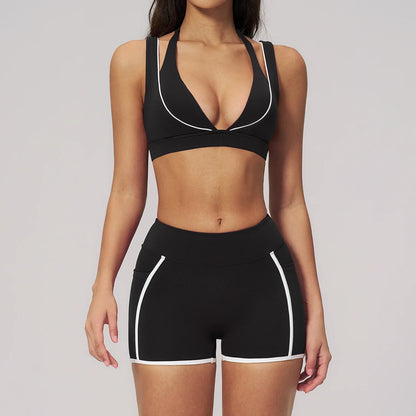 Elevate Your Workout with Our 2PCS Women's Yoga Suit: Shockproof Sports Bra & Cycling Shorts for Ultimate Comfort and Style