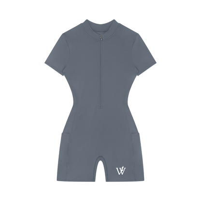 Women's Quarter-Zip Short Sleeve Romper