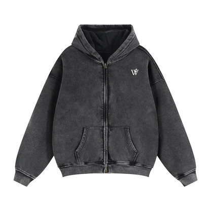Zip-Through Boxy Fleece Hoodie