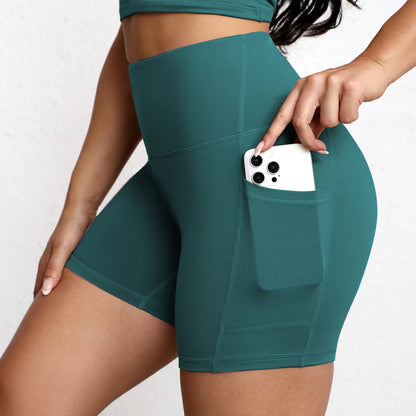 Elevate Your Workout with High Waist Yoga Shorts Featuring Utility Pockets and Butt Lifting Design
