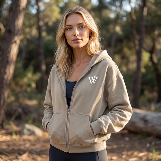 Unisex Mineral Wash Boxy Full Zip Hoodie
