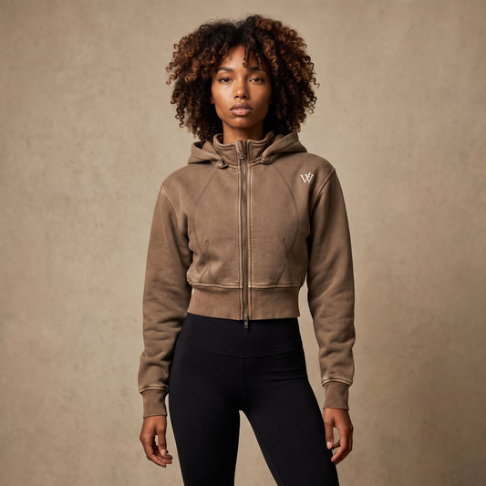 Vintage Washed Cropped Fleece Hoodie