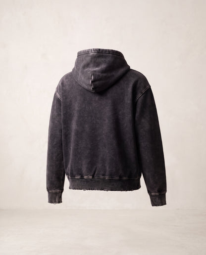 Snow Wash Hand-Frayed Heavyweight  Hoodie