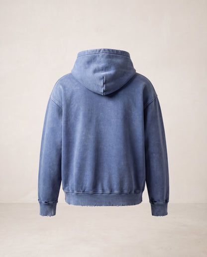 Snow Wash Hand-Frayed Heavyweight  Hoodie