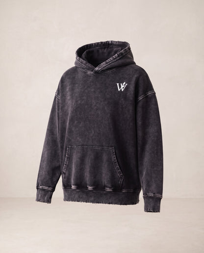 Snow Wash Hand-Frayed Heavyweight  Hoodie
