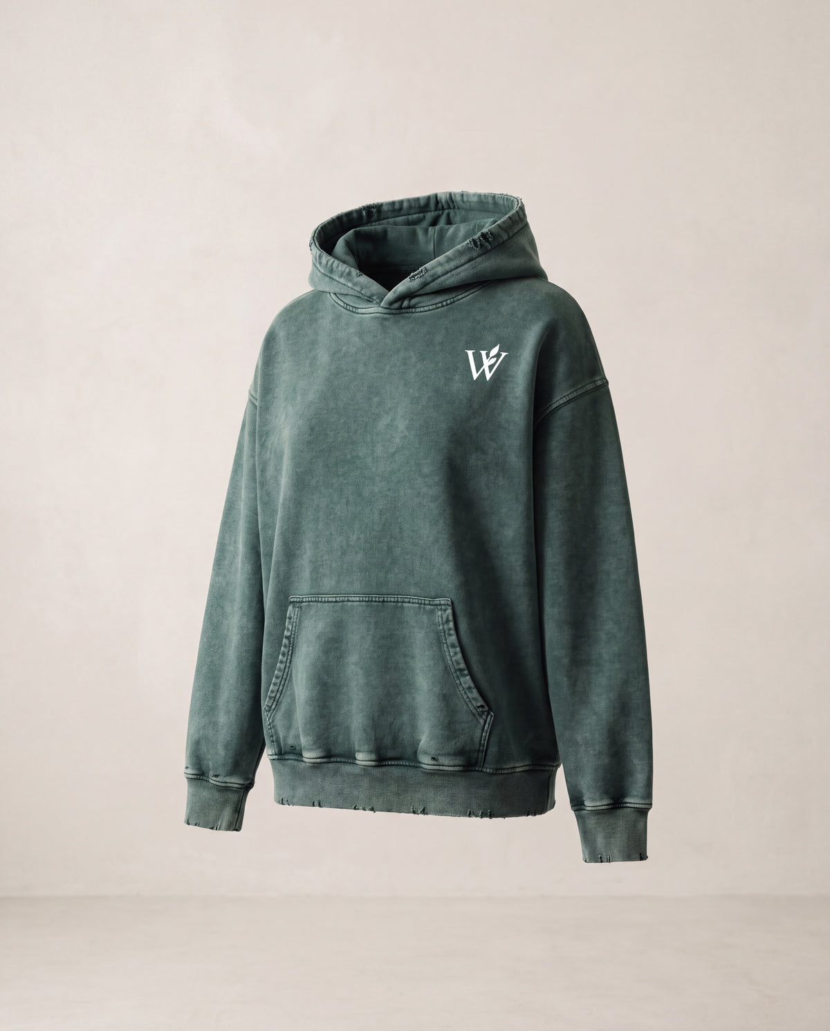 Snow Wash Hand-Frayed Heavyweight  Hoodie