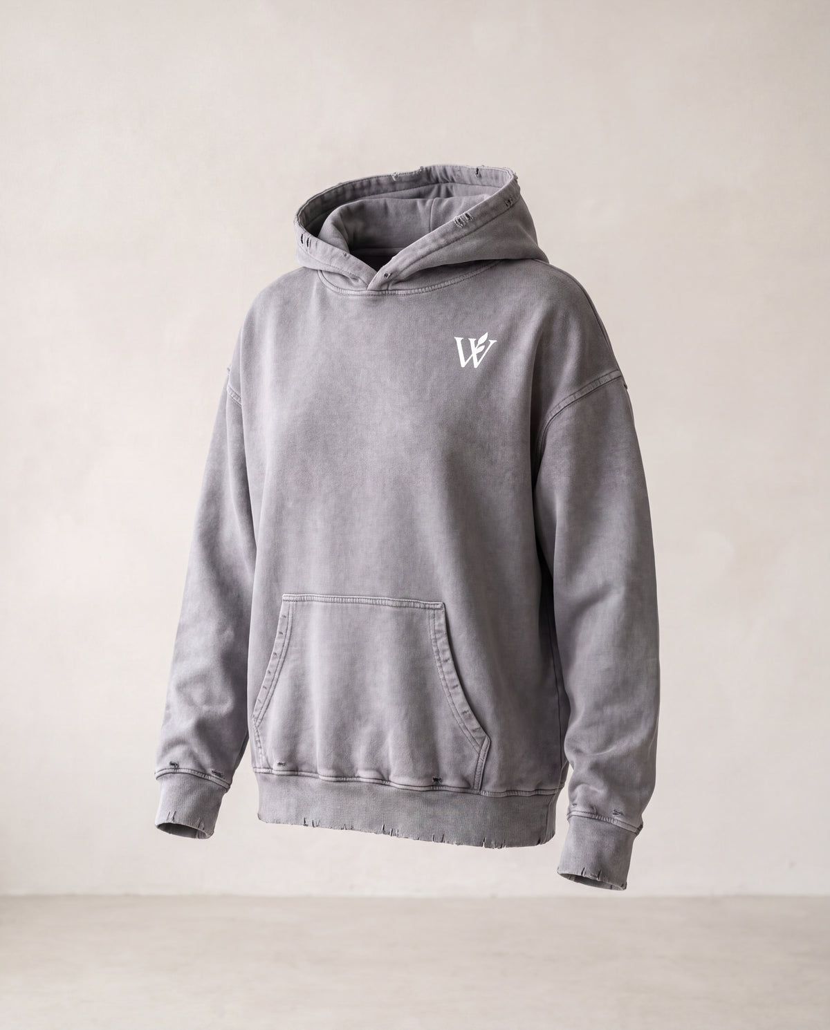 Snow Wash Hand-Frayed Heavyweight  Hoodie