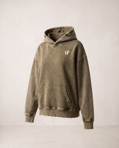Snow Wash Hand-Frayed Heavyweight  Hoodie