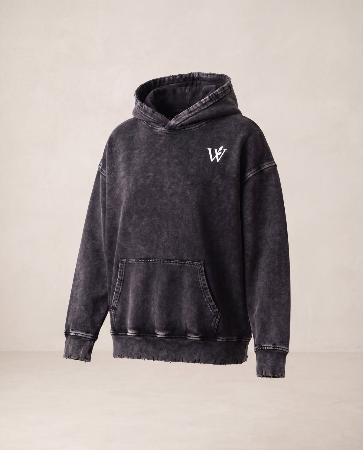 Snow Wash Hand-Frayed Heavyweight  Hoodie